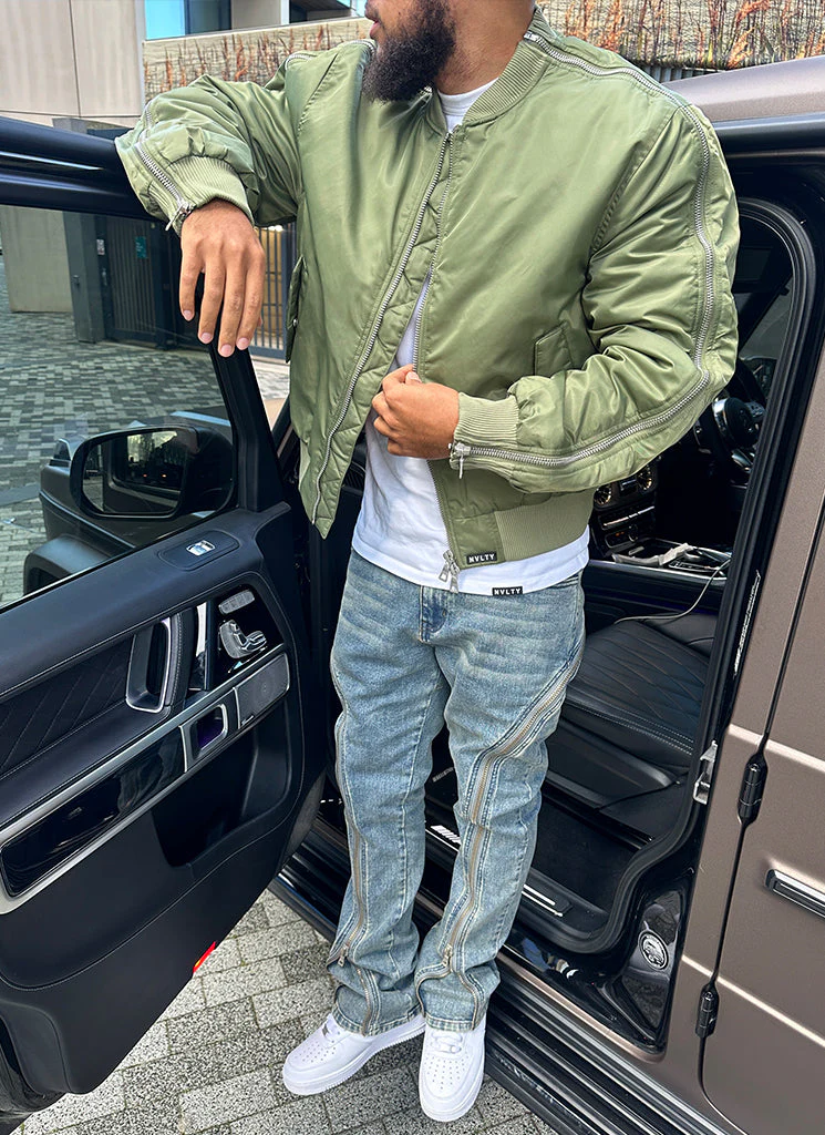 Heavyweight Zipper Bomber Jacket - Khaki - Image 11