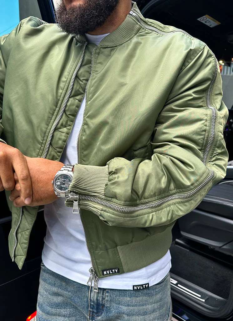 Heavyweight Zipper Bomber Jacket - Khaki - Image 8