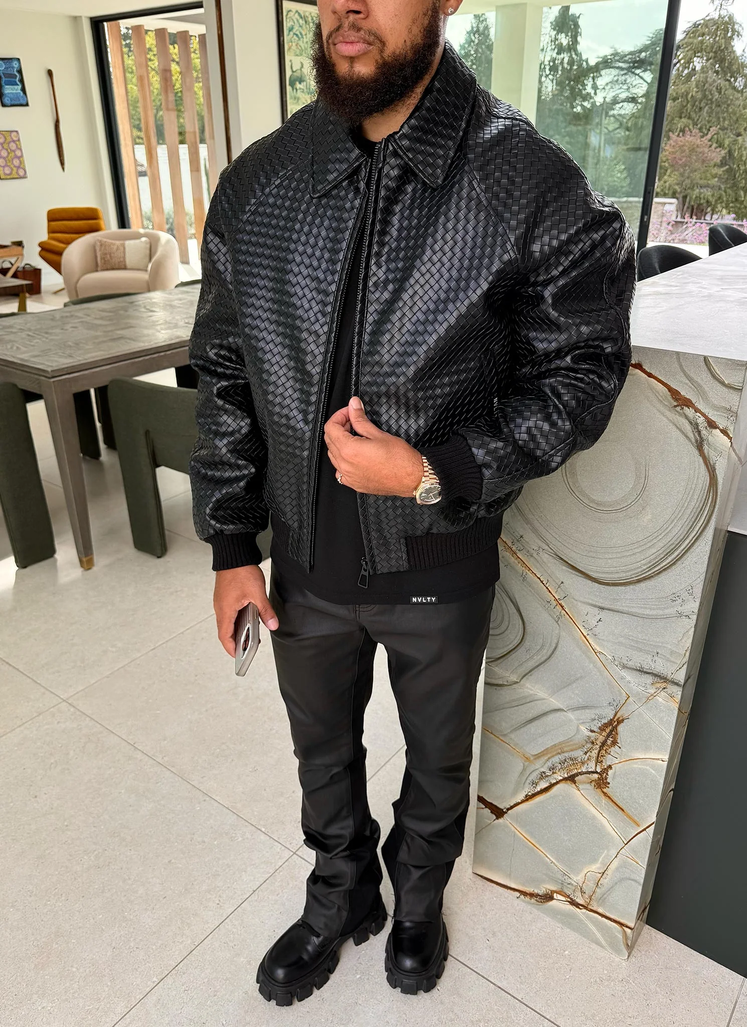 Interlock Aviator Jacket - Black - Image 5