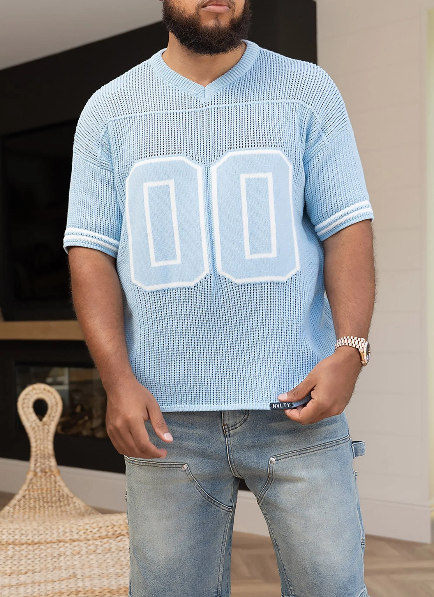 Knitted Members Jersey - Baby Blue - Image 6