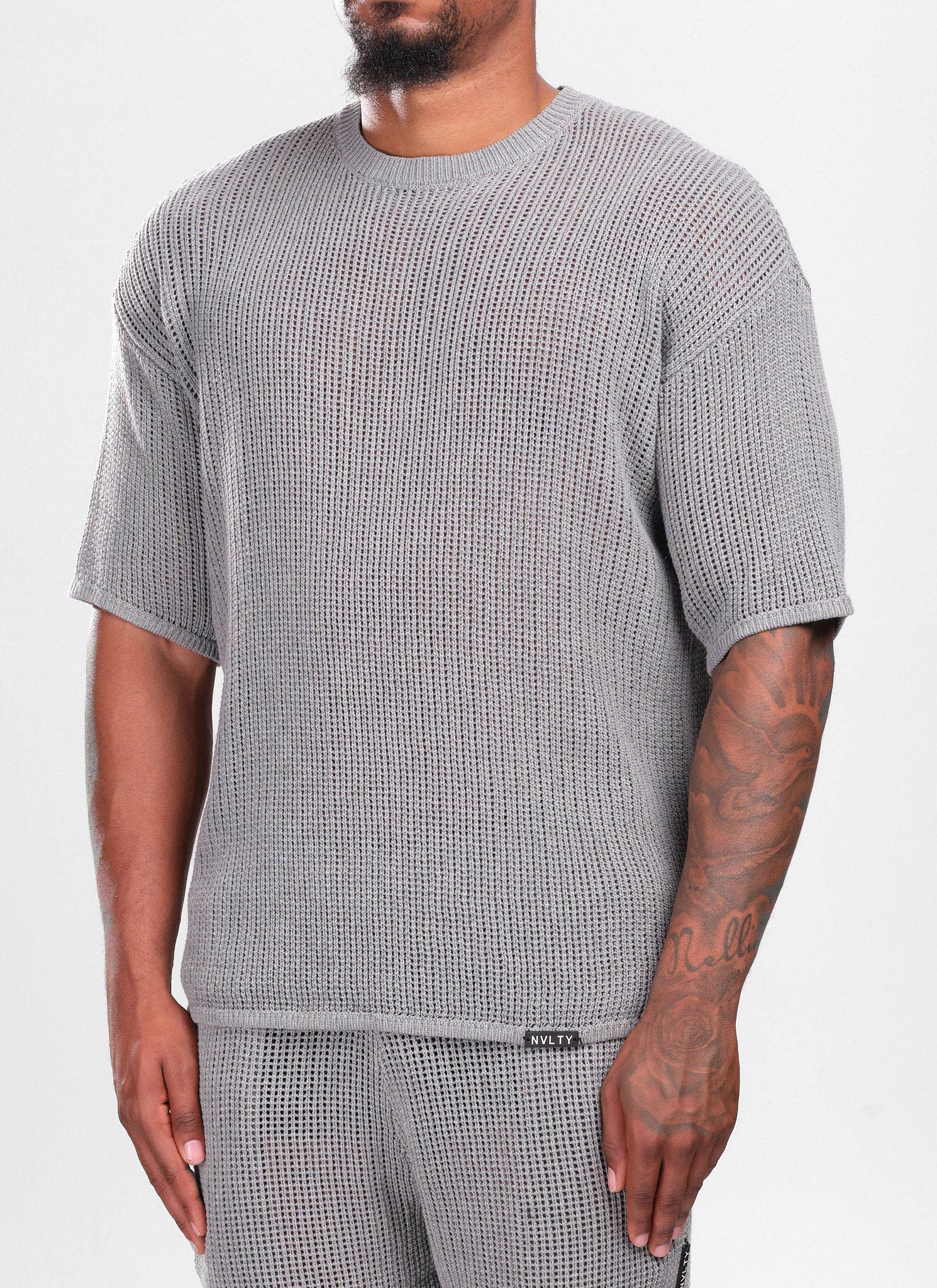 Knitted T-Shirt - Grey - Image 2