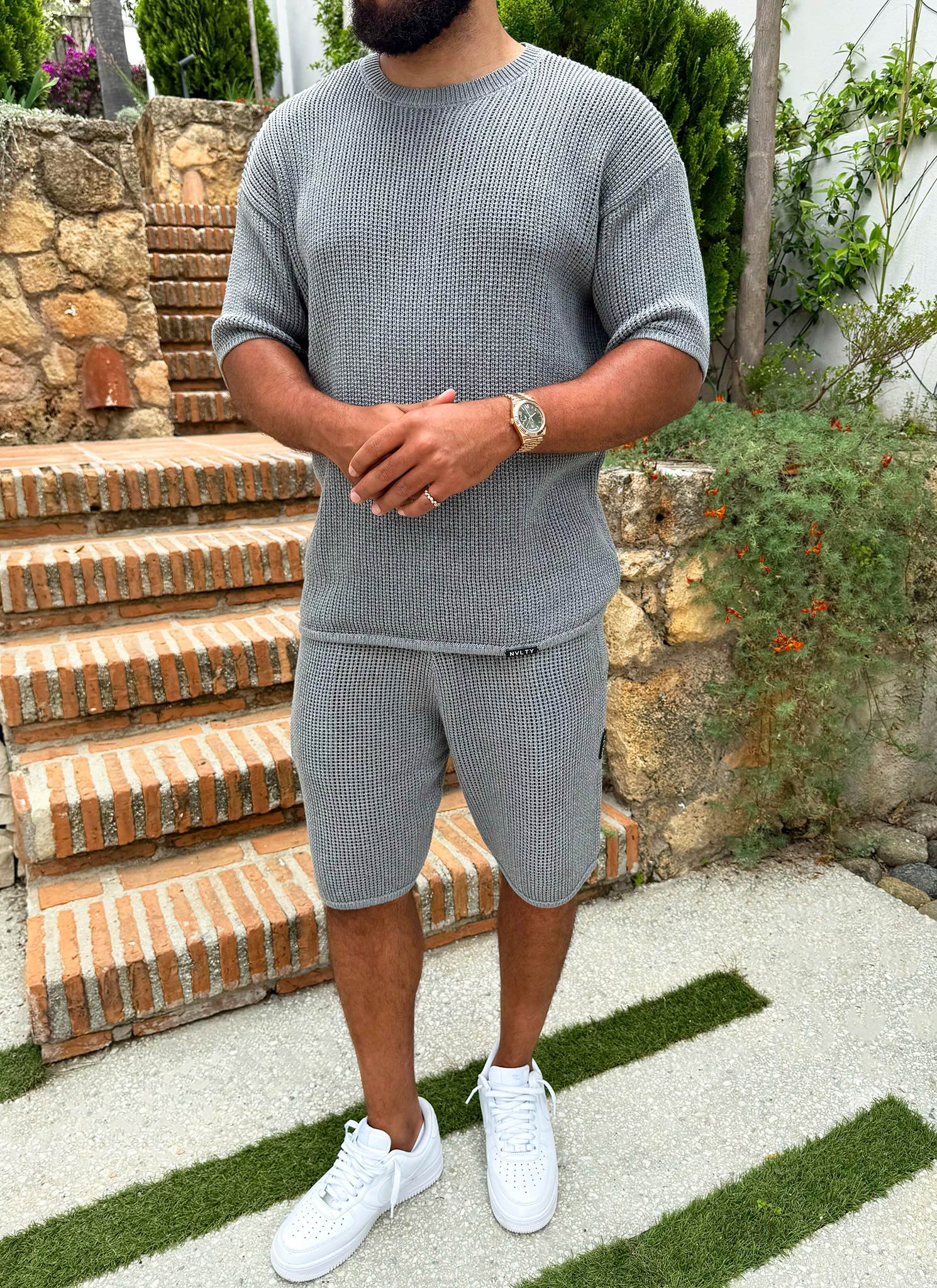 Knitted T-Shirt - Grey - Image 4