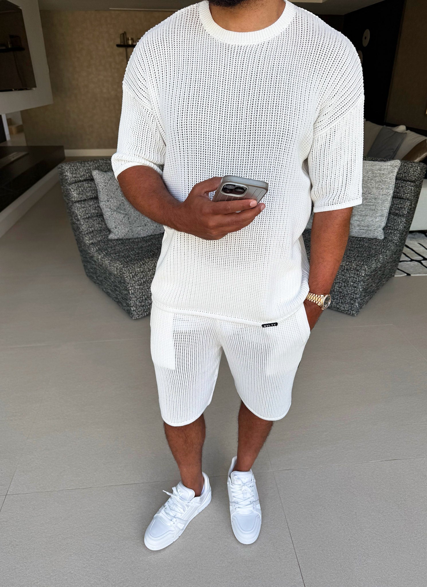 Knitted T-Shirt - Ivory - Image 4