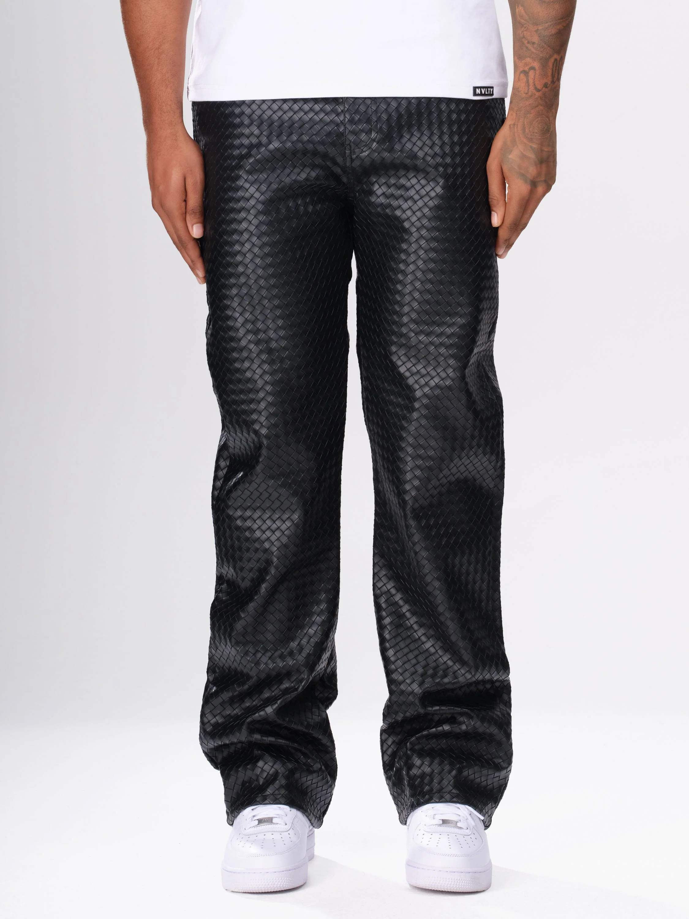 Leather Interlock Pants - Black