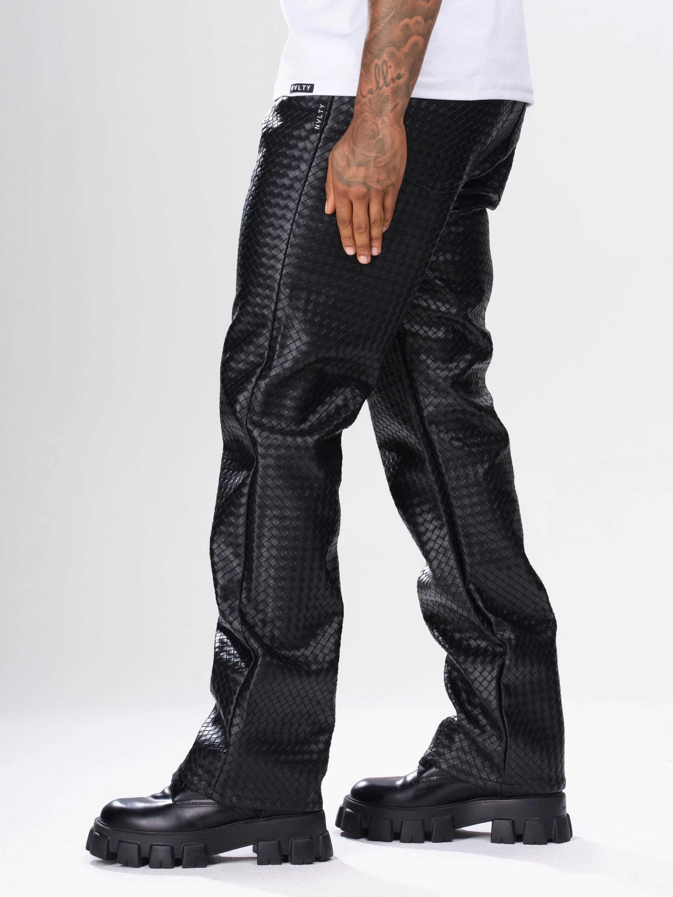 Leather Interlock Pants - Black - Image 3