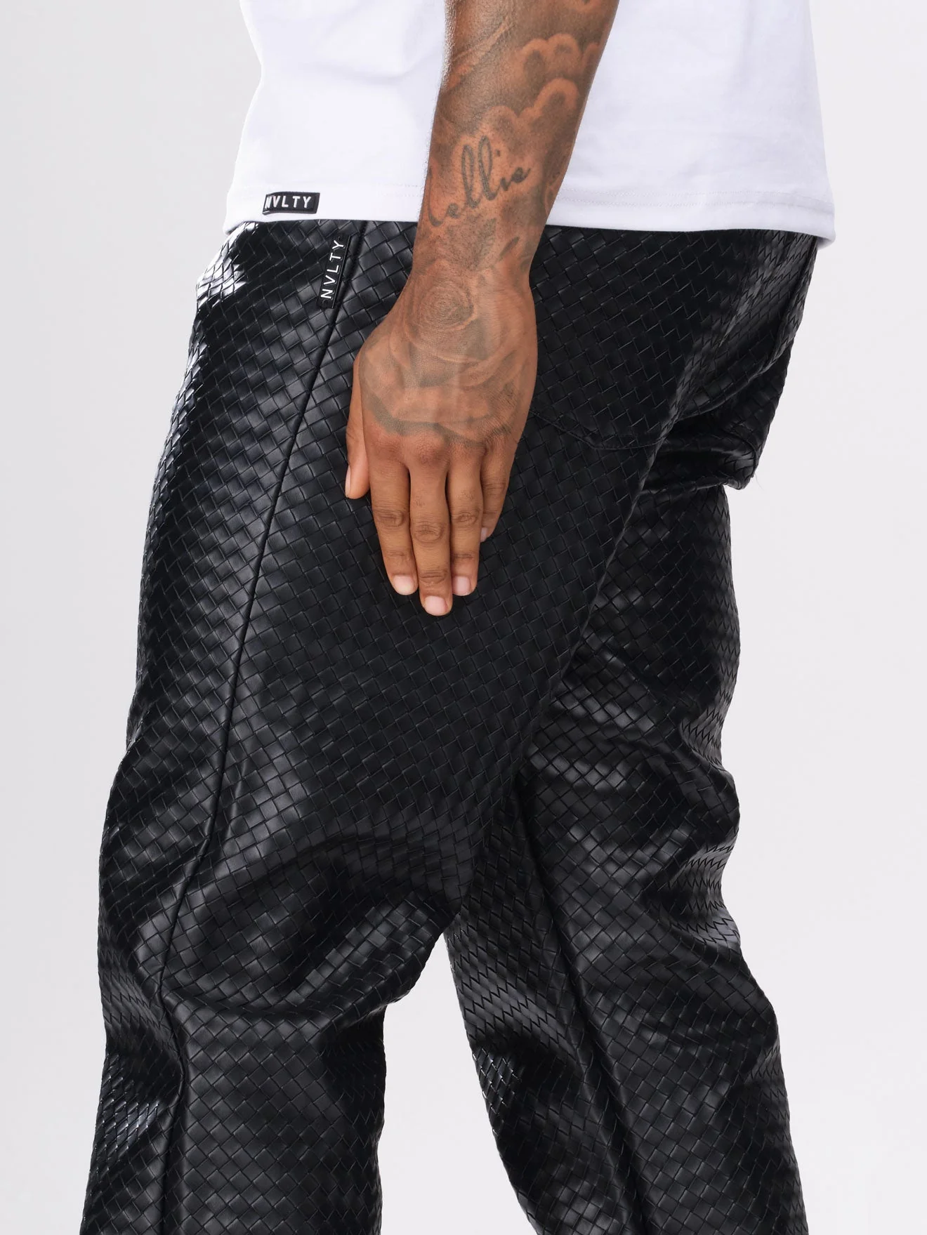 Leather Interlock Pants - Black - Image 6