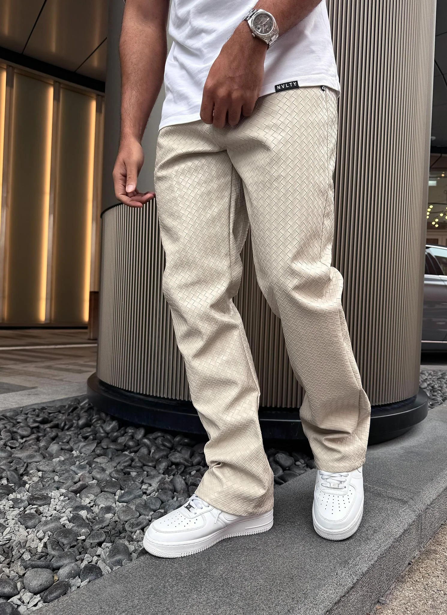 Leather Interlock Pants - Ivory - Image 2