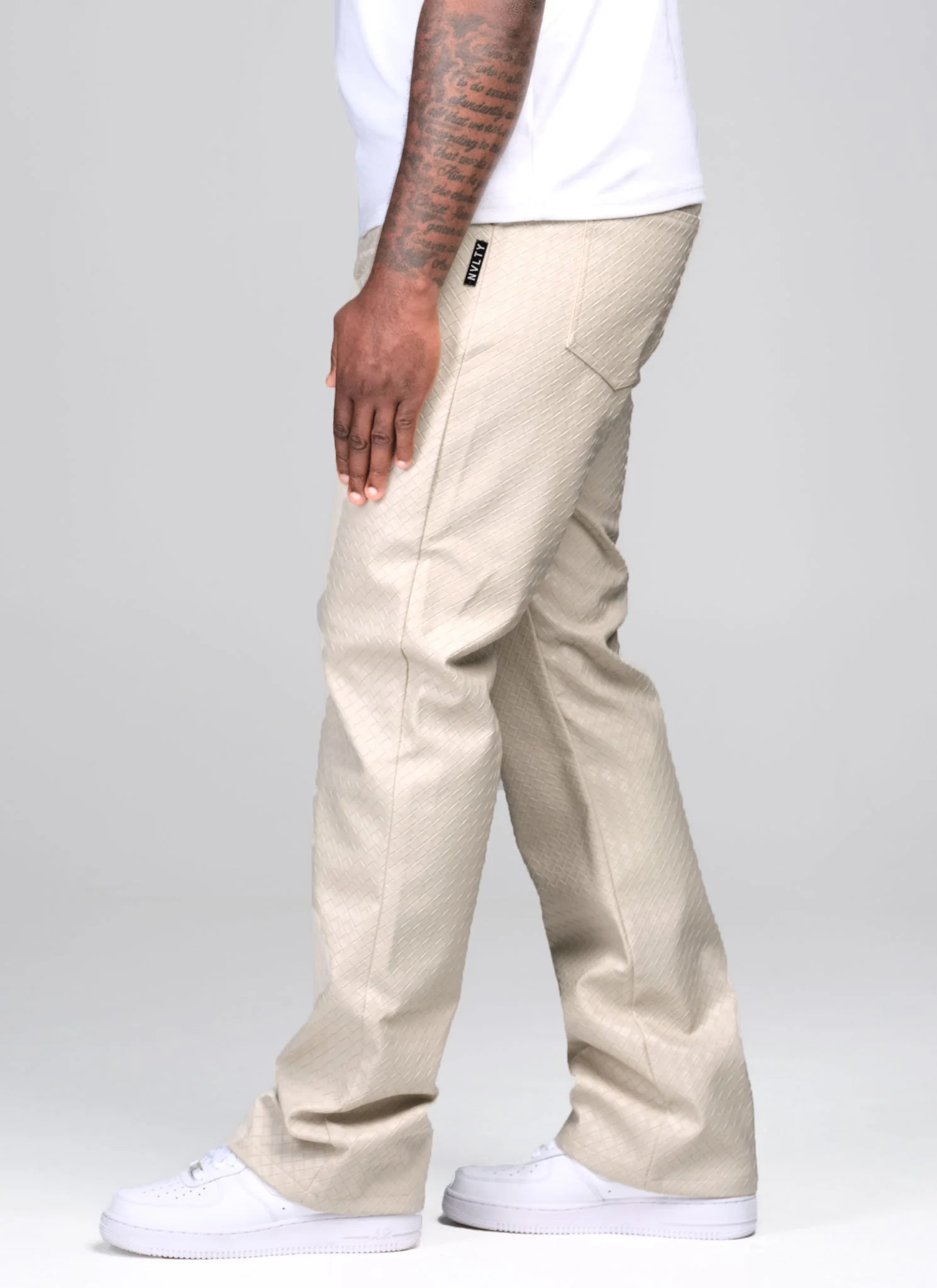 Leather Interlock Pants - Ivory - Image 3