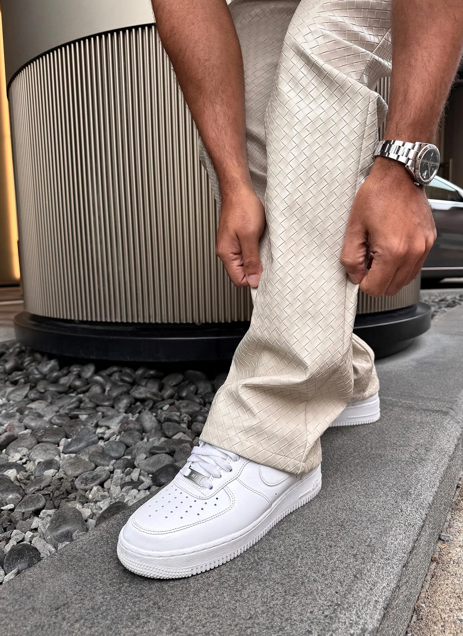 Leather Interlock Pants - Ivory - Image 6
