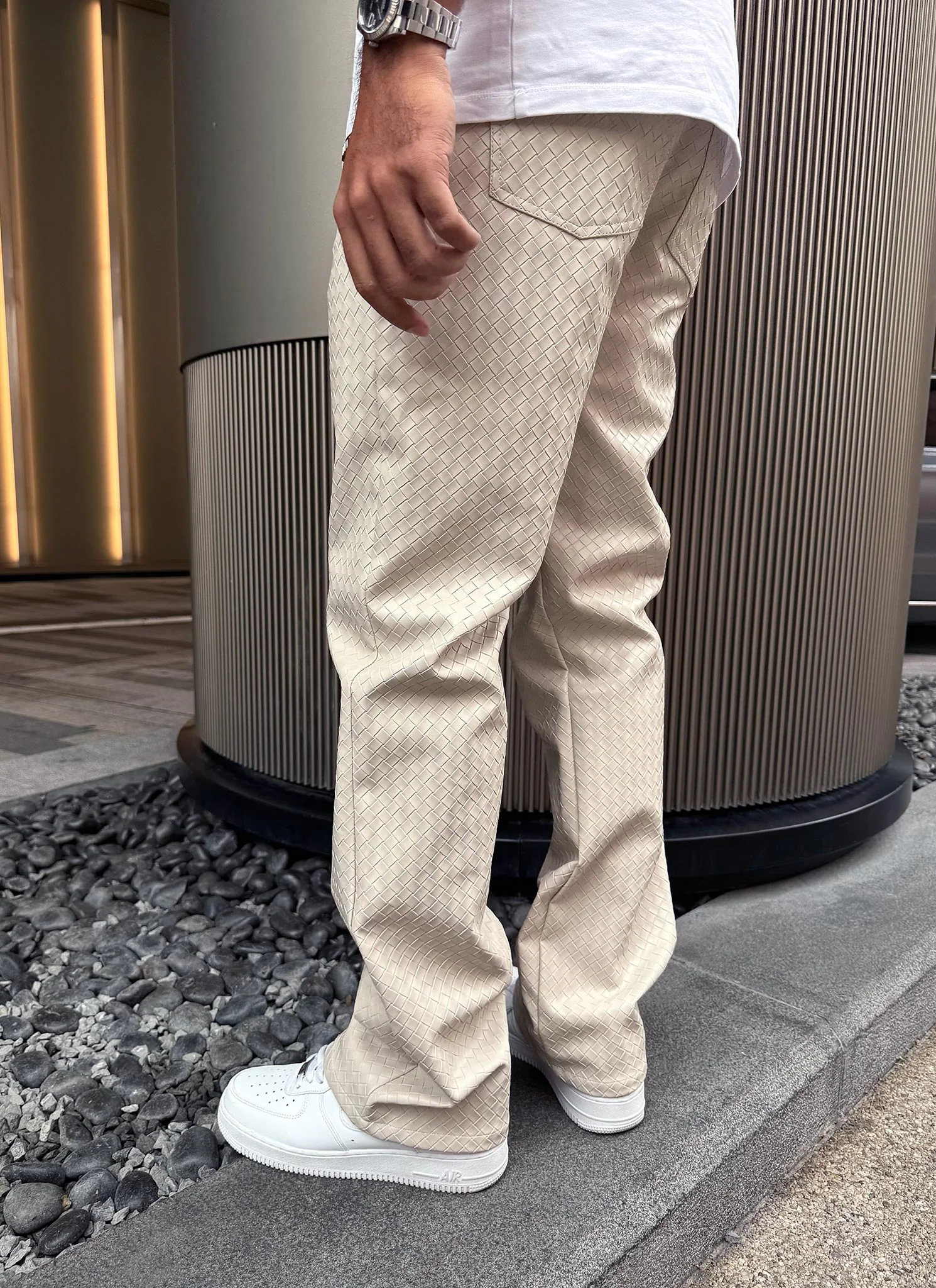 Leather Interlock Pants - Ivory - Image 8