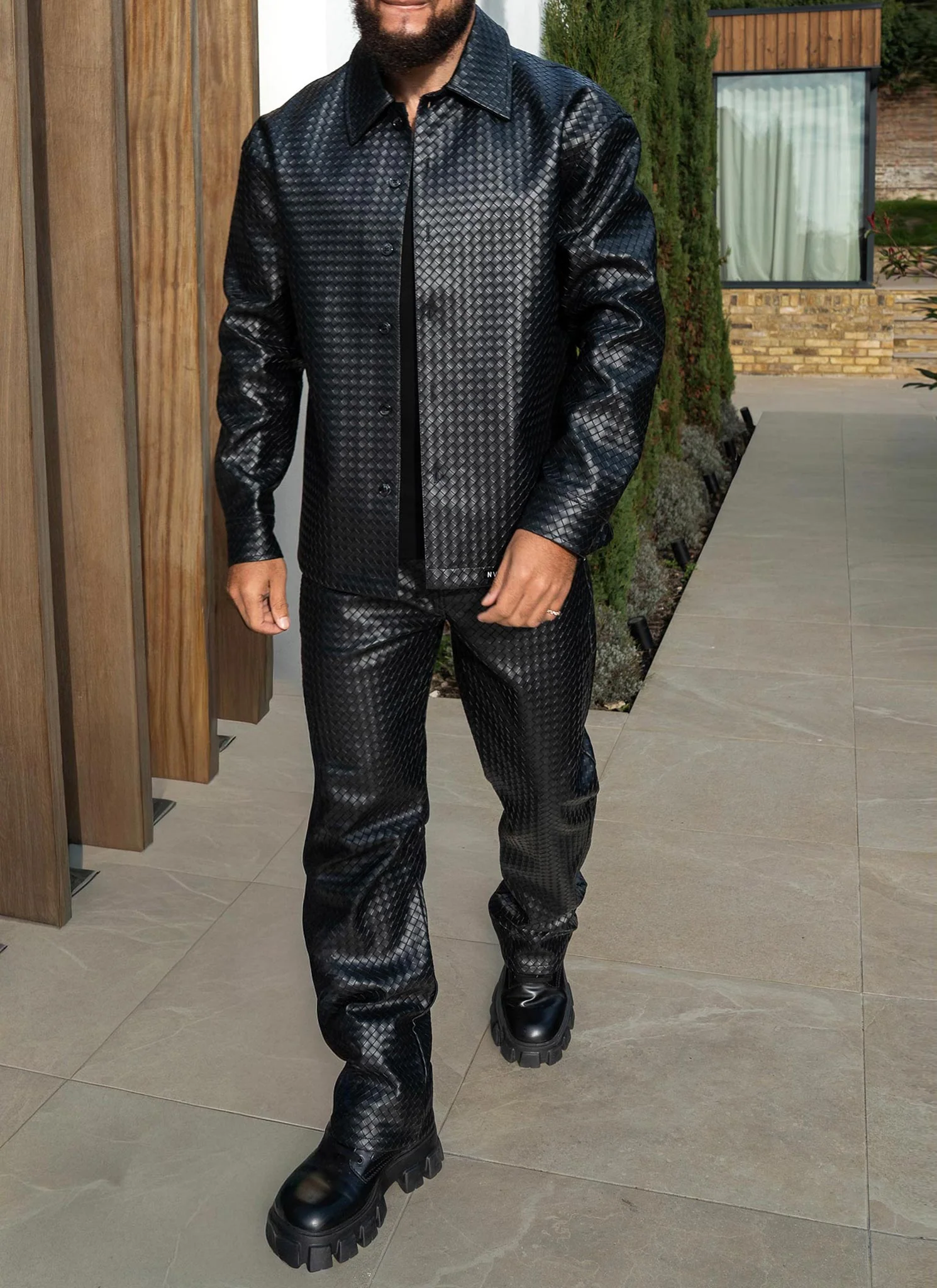 Leather Interlock Shirt - Black - Image 2