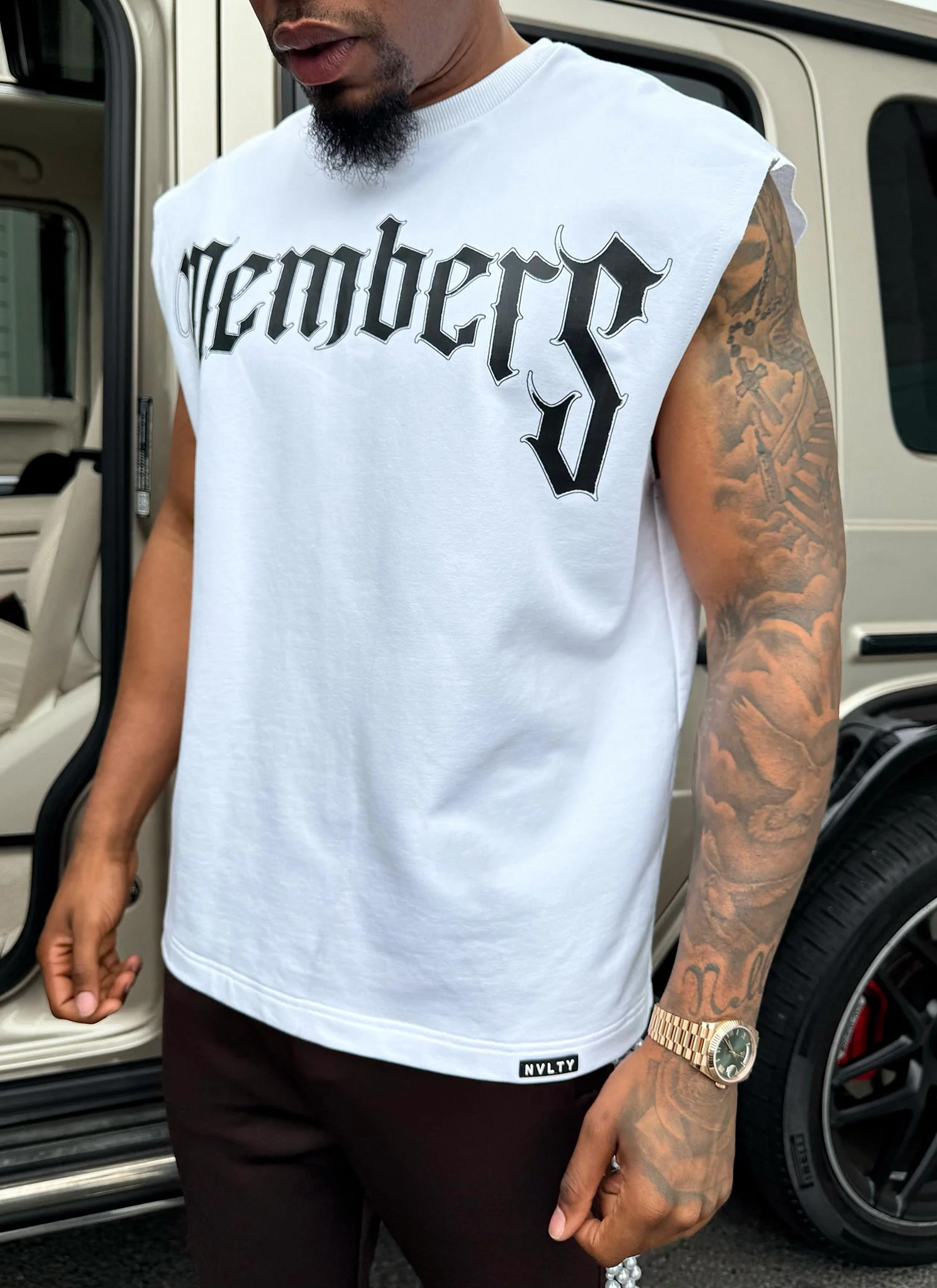 Members Arc Sleeveless T-Shirt - White - Image 5