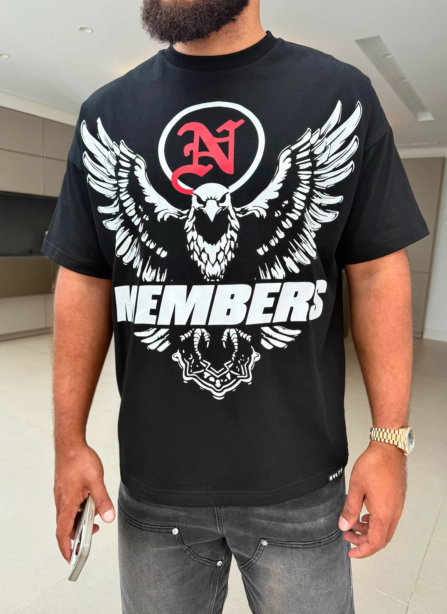 Members Eagle T-Shirt - Black - Image 5