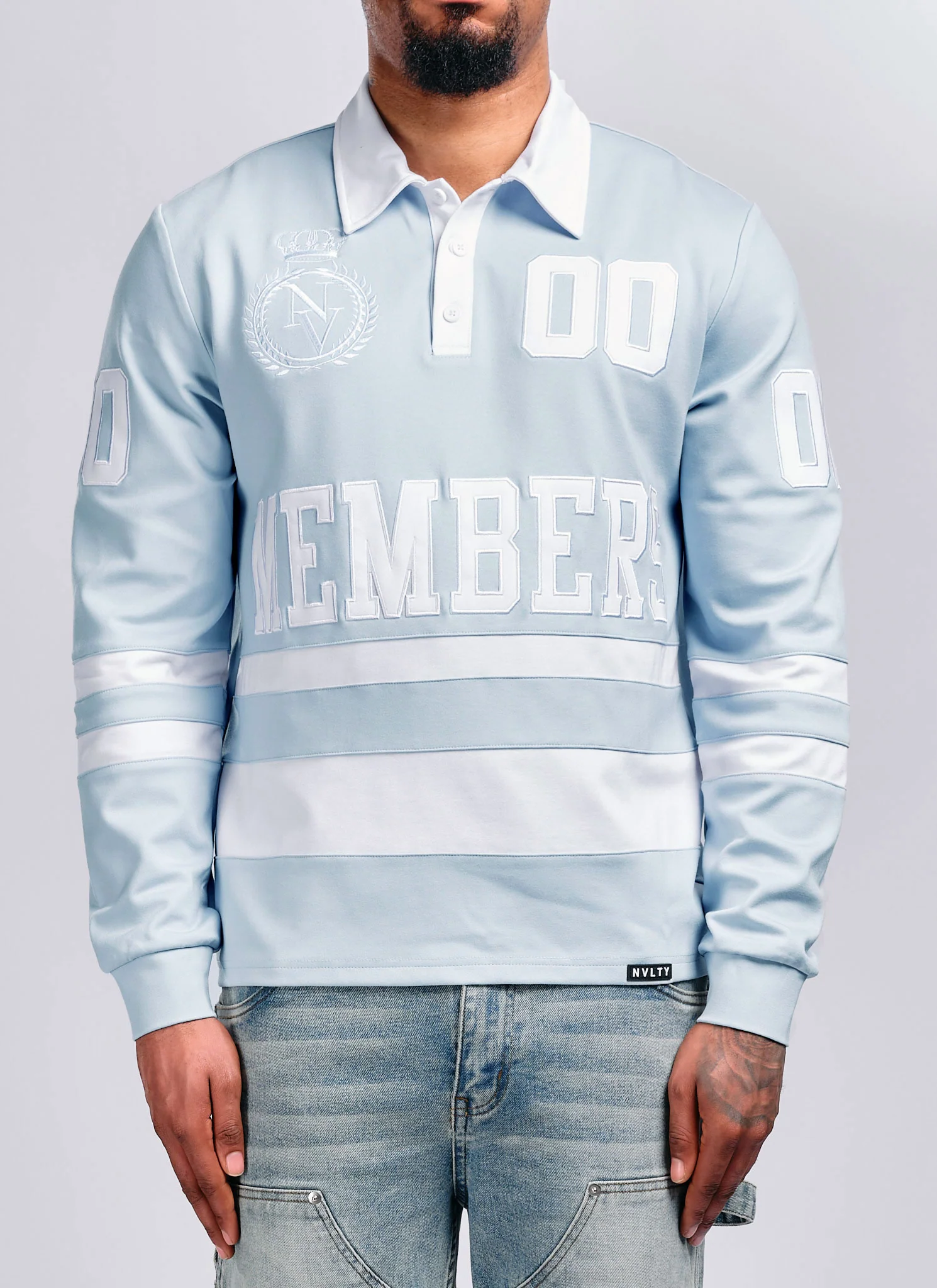 Members Royal Rugby Shirt - Baby Blue