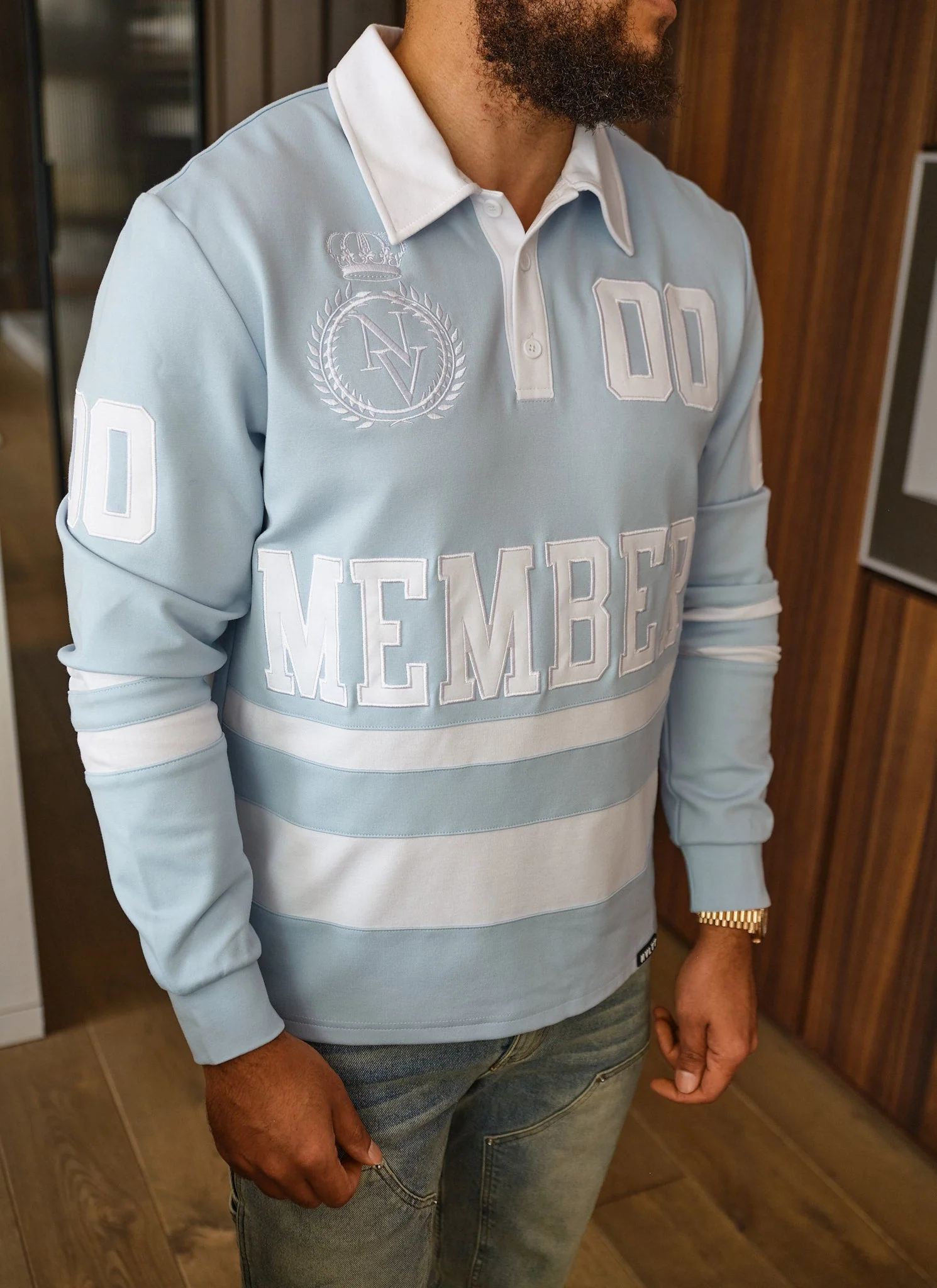 Members Royal Rugby Shirt - Baby Blue - Image 7