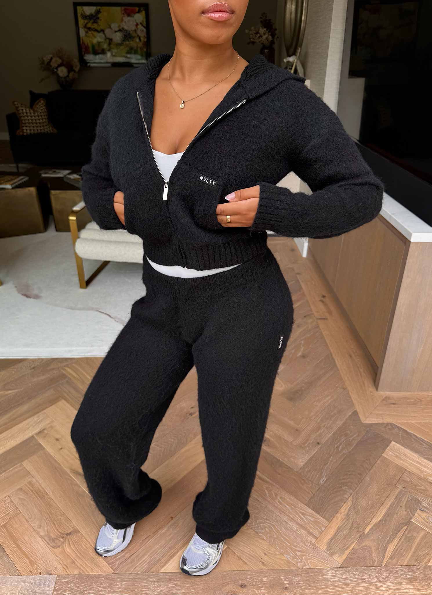 Mohair Zip Hoodie - Black - Image 12