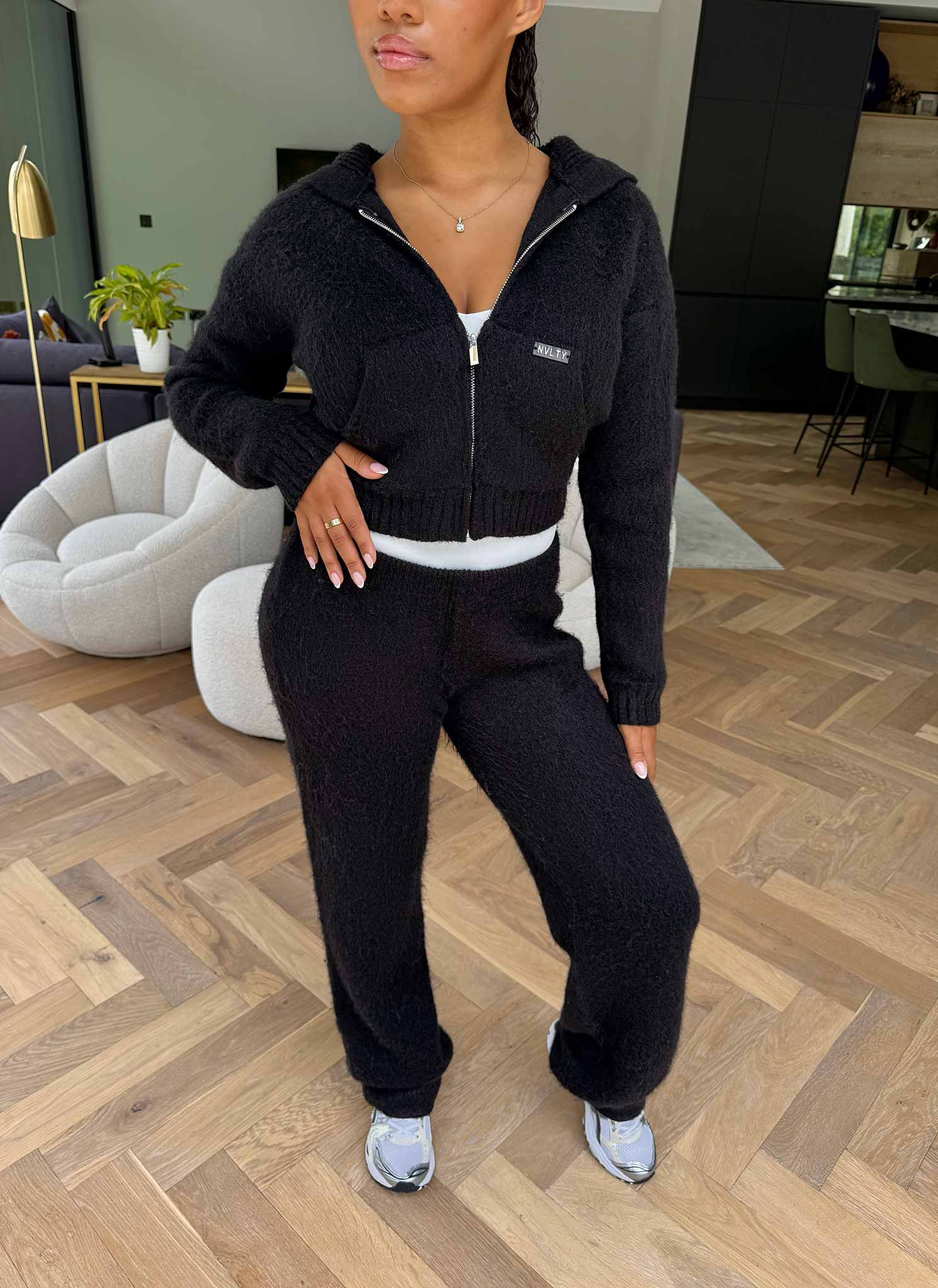 Mohair Zip Hoodie - Black - Image 8