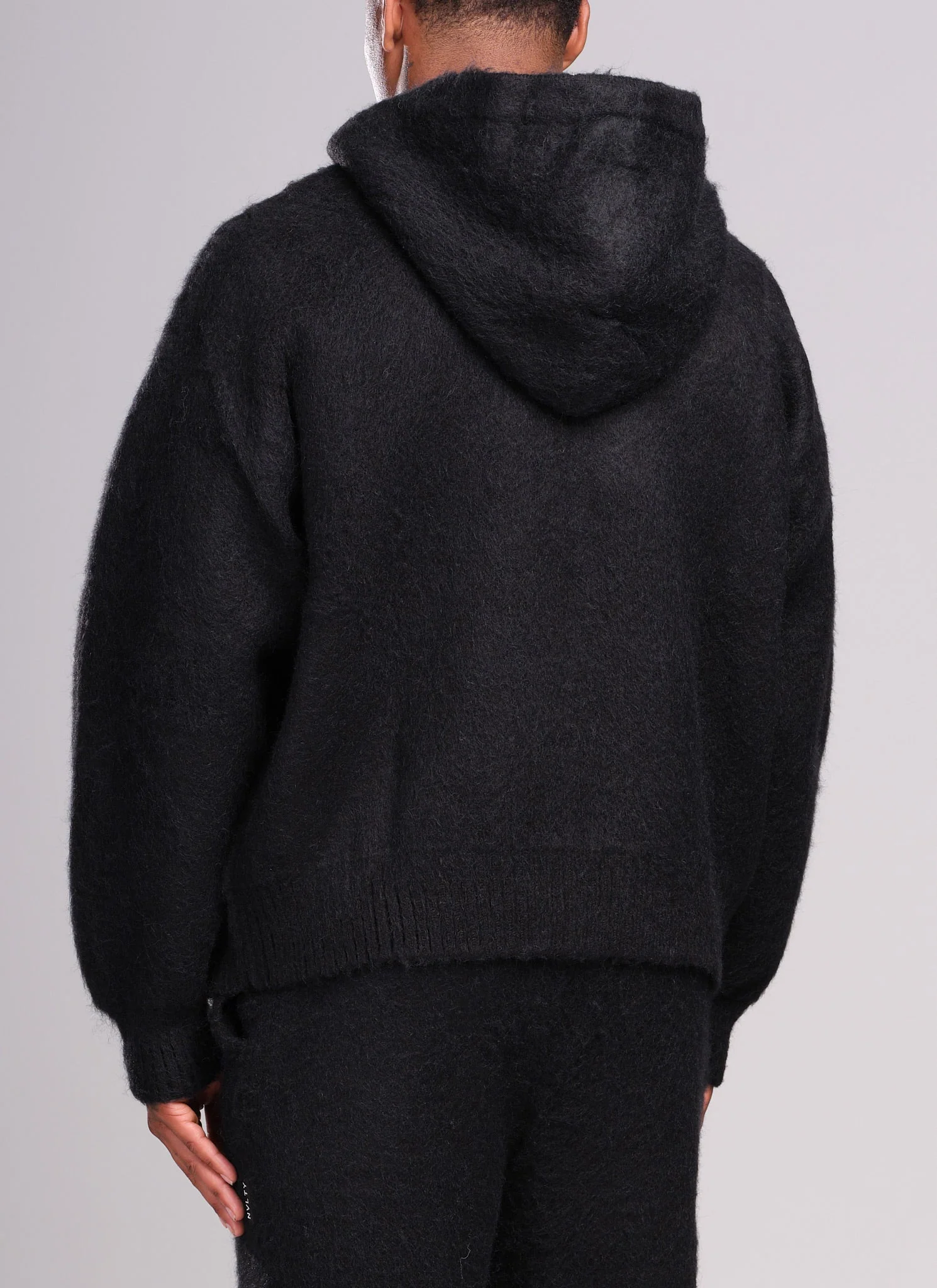 Mohair Zip Hoodie - Black - Image 4