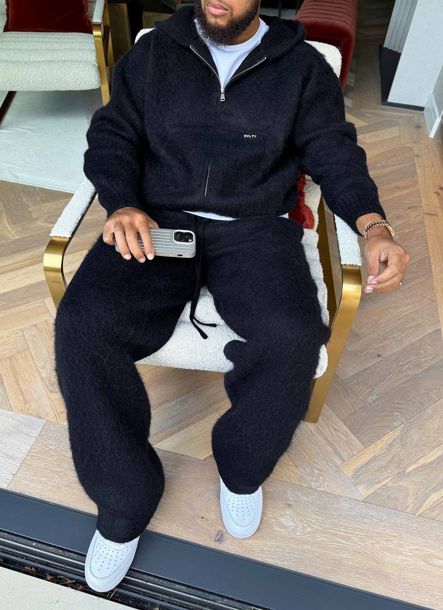 Mohair Zip Hoodie - Black - Image 8