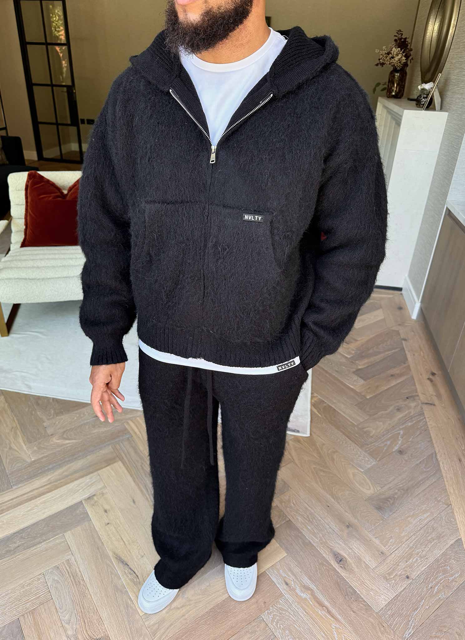 Mohair Zip Hoodie - Black - Image 9