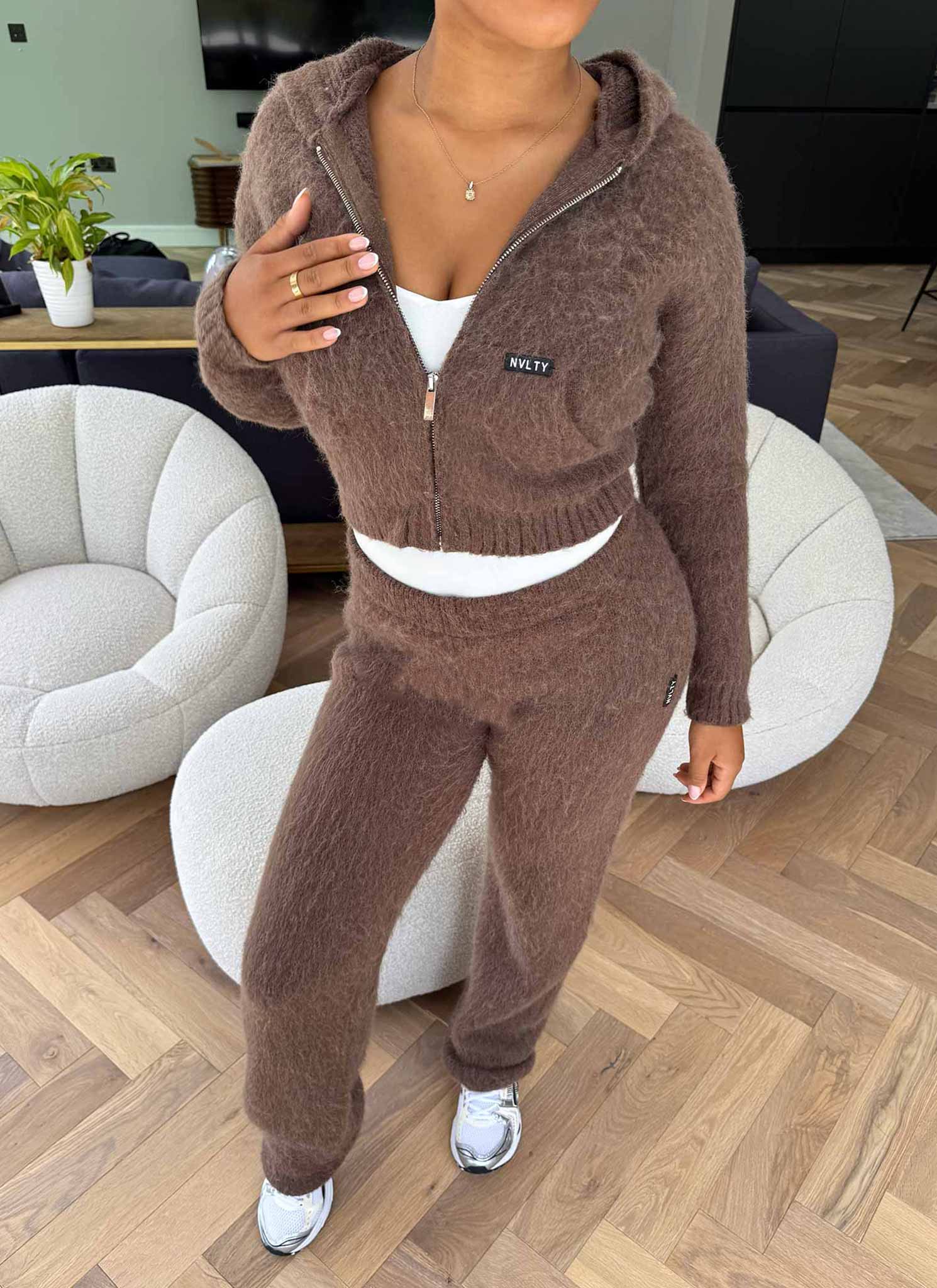 Mohair Zip Hoodie - Brown - Image 7