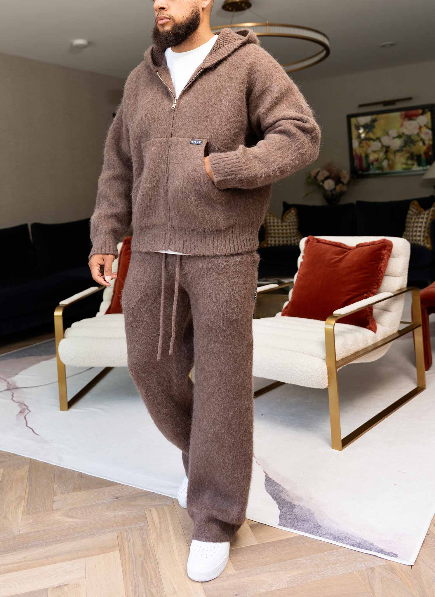 Mohair Zip Hoodie - Brown - Image 6