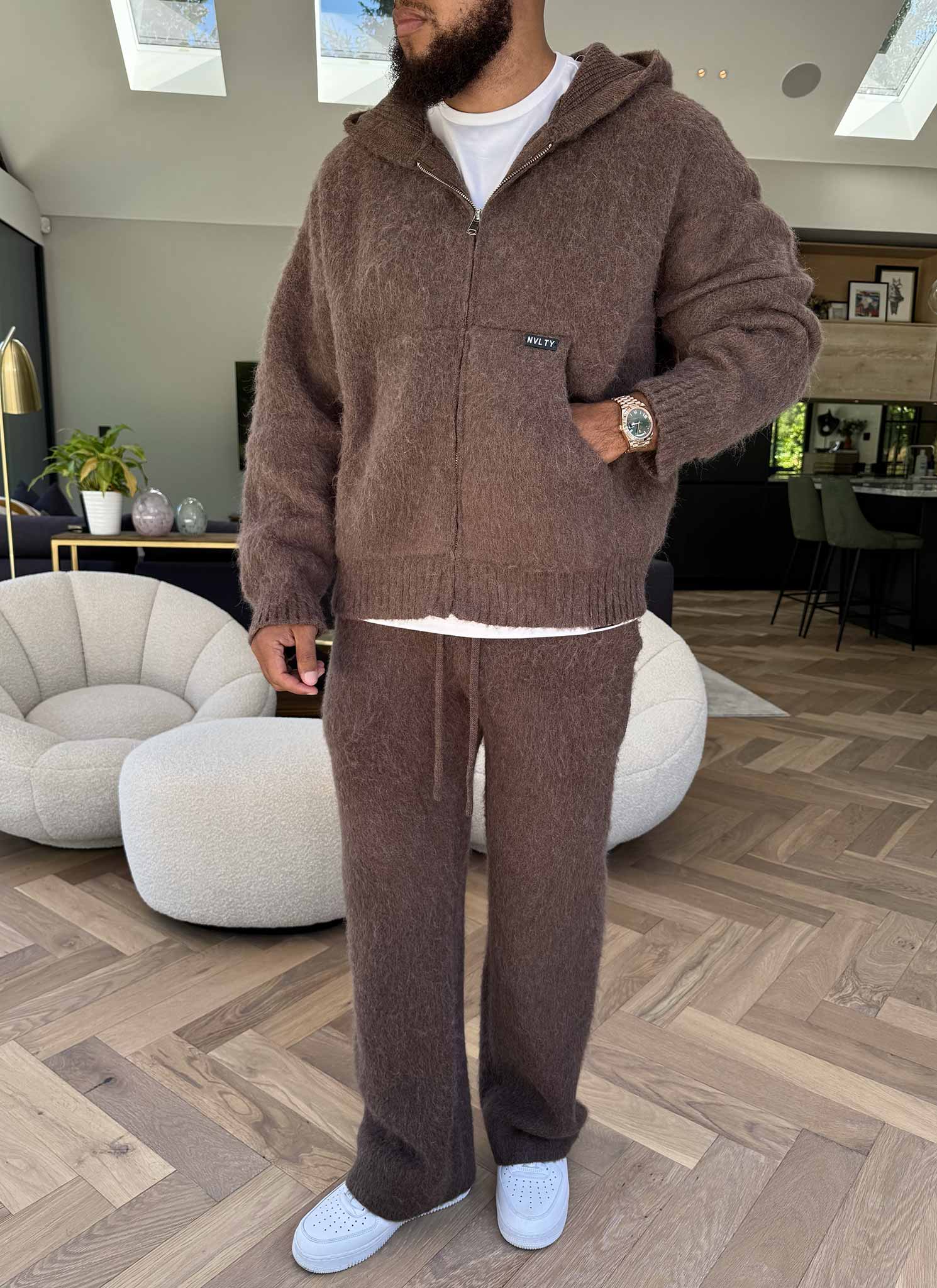 Mohair Zip Hoodie - Brown - Image 8