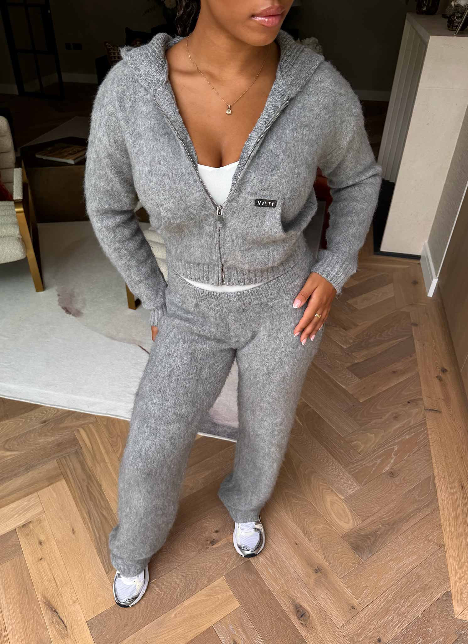 Mohair Zip Hoodie - Grey - Image 11