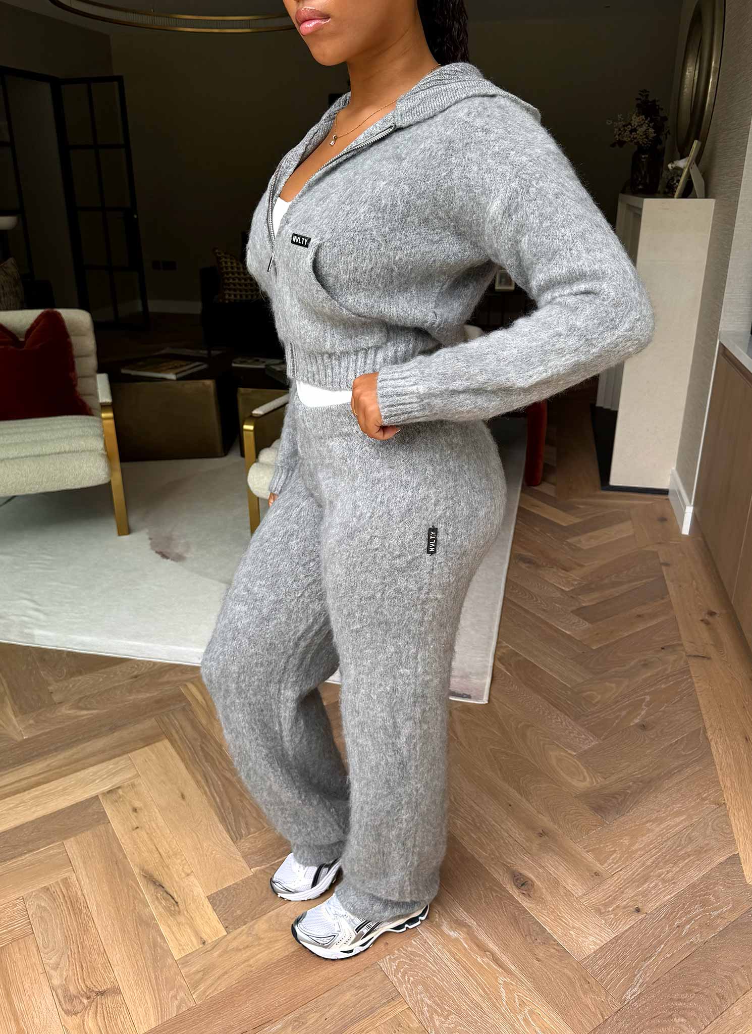 Mohair Zip Hoodie - Grey - Image 13