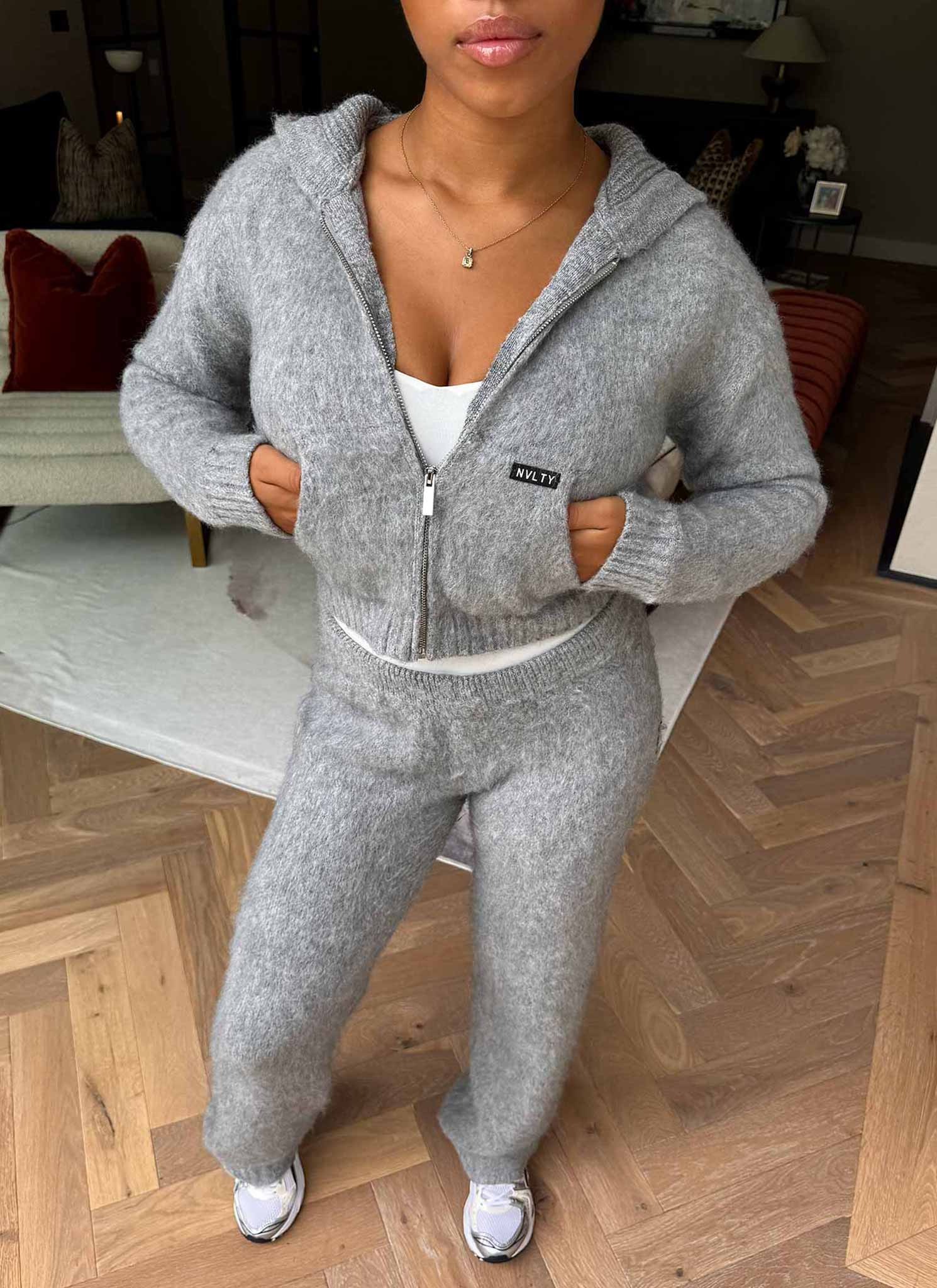 Mohair Zip Hoodie - Grey - Image 7