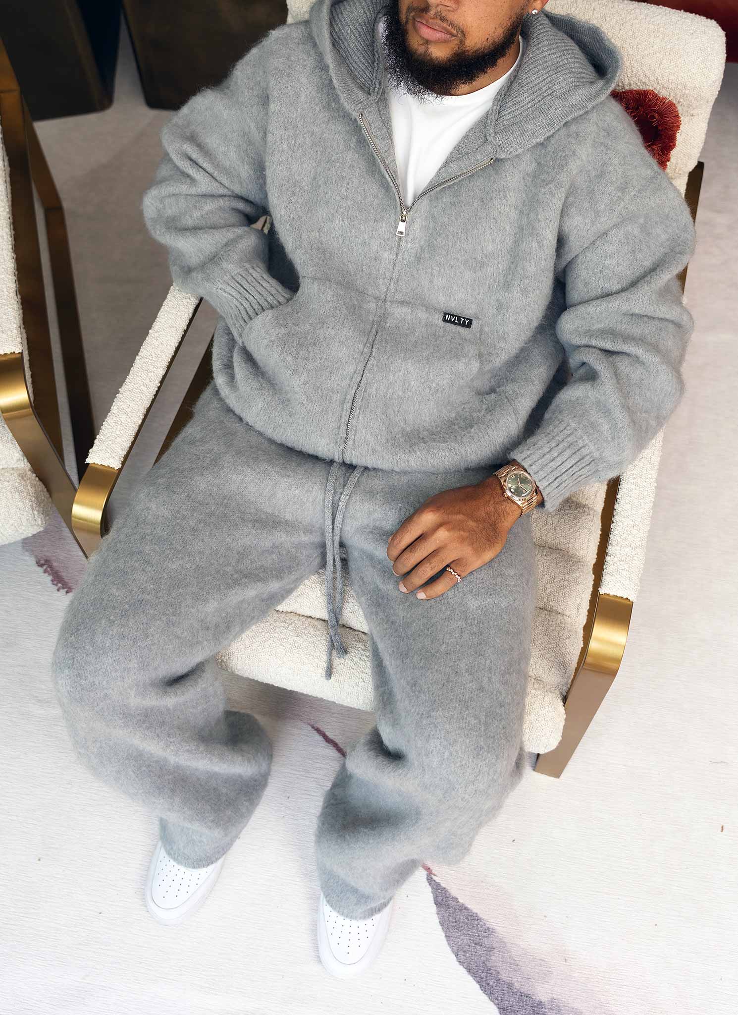 Mohair Zip Hoodie - Grey - Image 3
