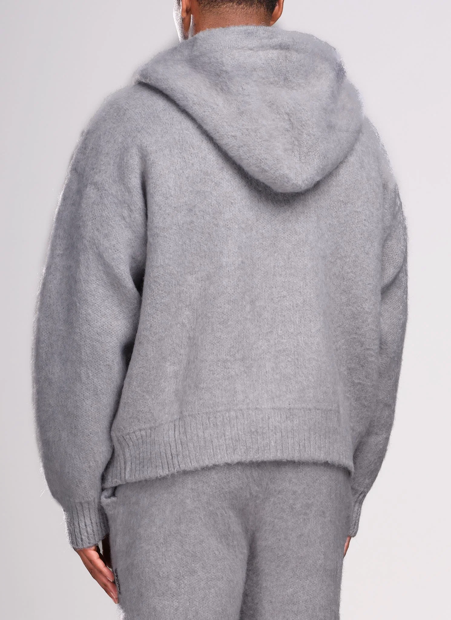 Mohair Zip Hoodie - Grey - Image 4