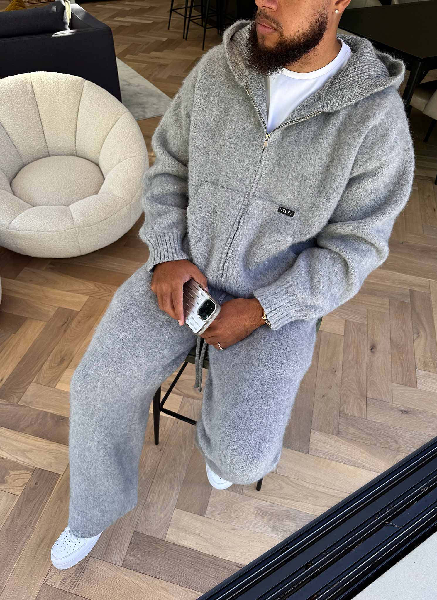 Mohair Zip Hoodie - Grey - Image 5