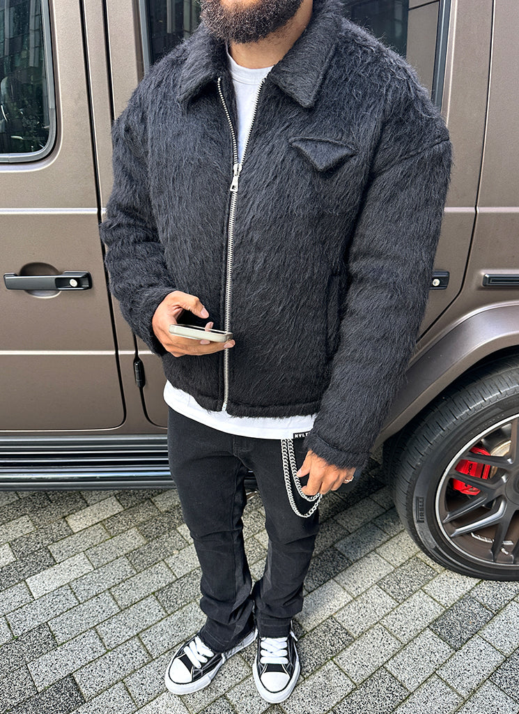 Mohair Zipper Jacket - Black - Image 6