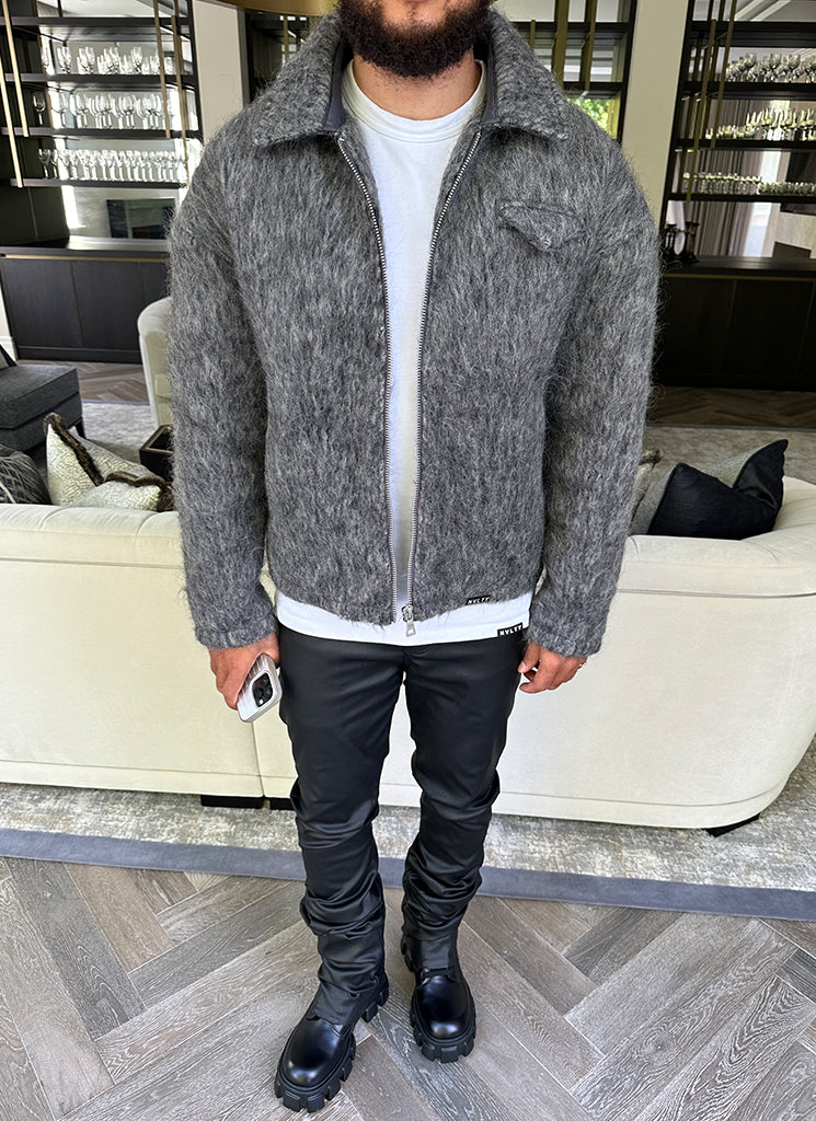 Mohair Zipper Jacket - Grey - Image 11