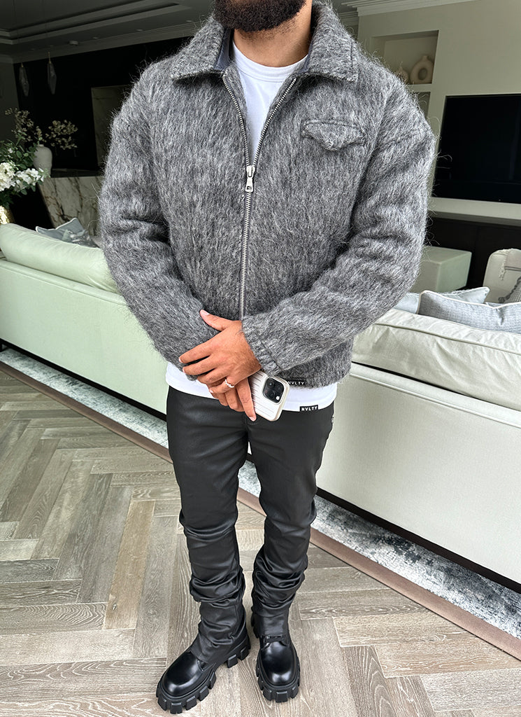 Mohair Zipper Jacket - Grey - Image 12