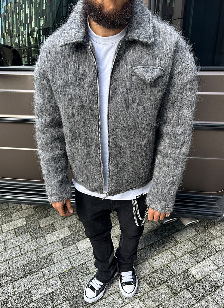 Mohair Zipper Jacket - Grey - Image 13