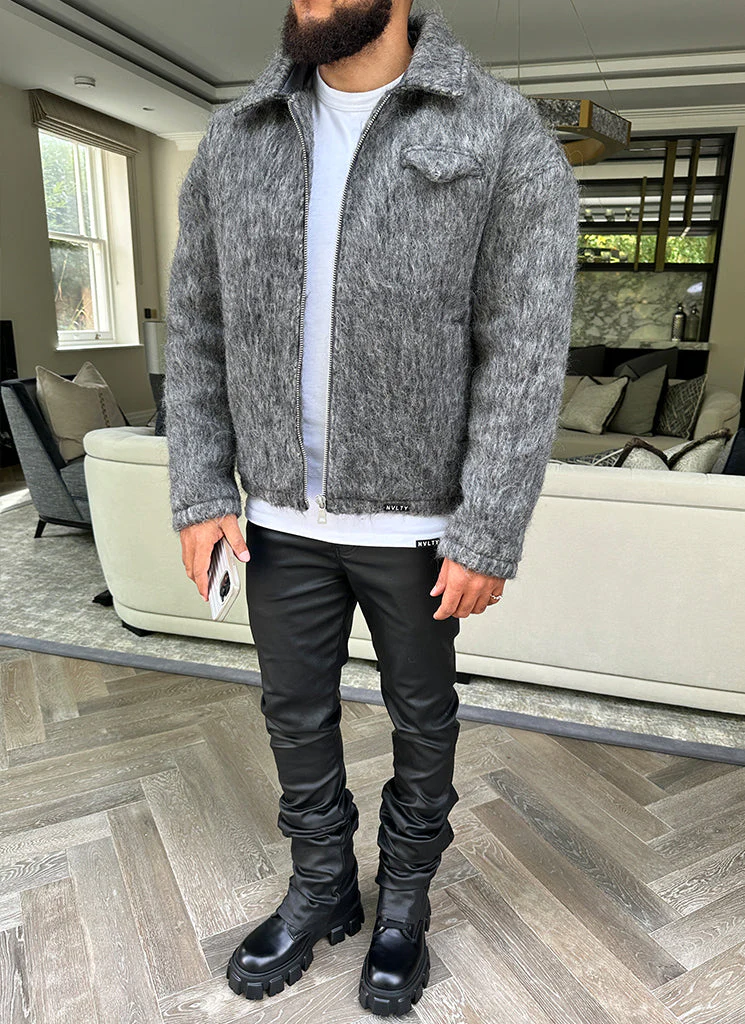 Mohair Zipper Jacket - Grey - Image 3