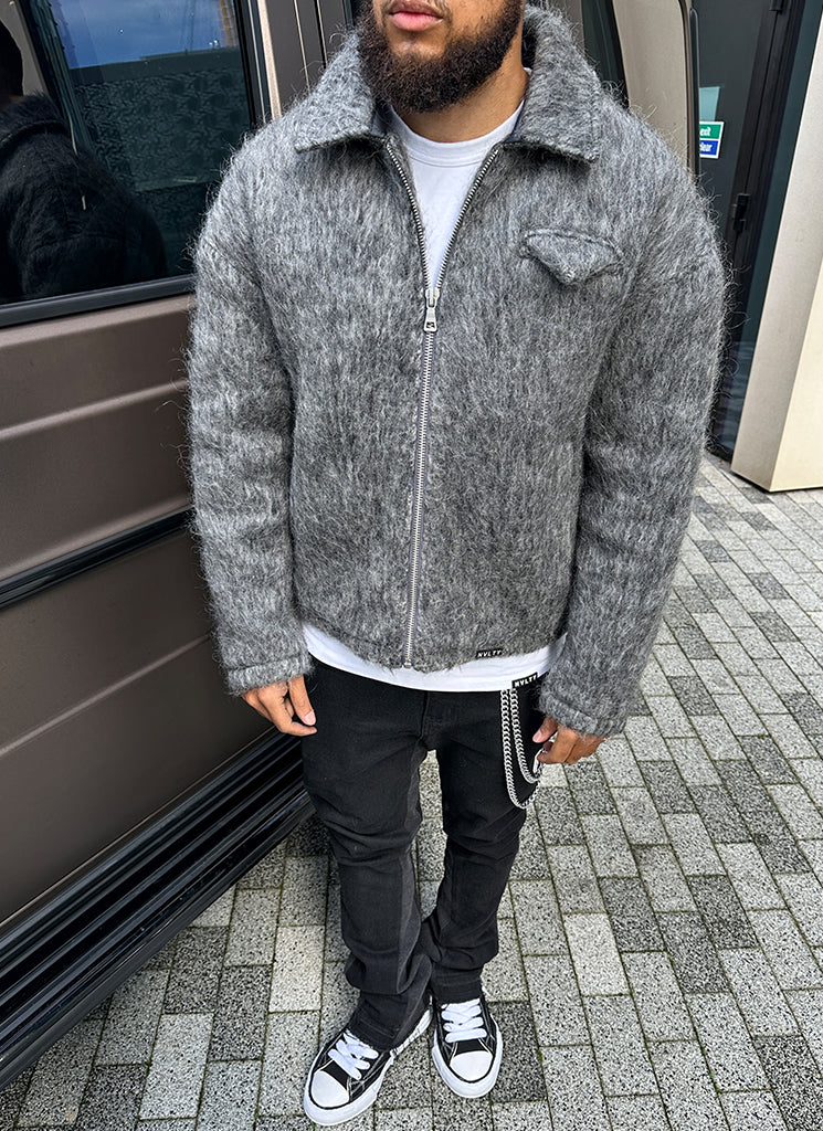 Mohair Zipper Jacket - Grey - Image 5