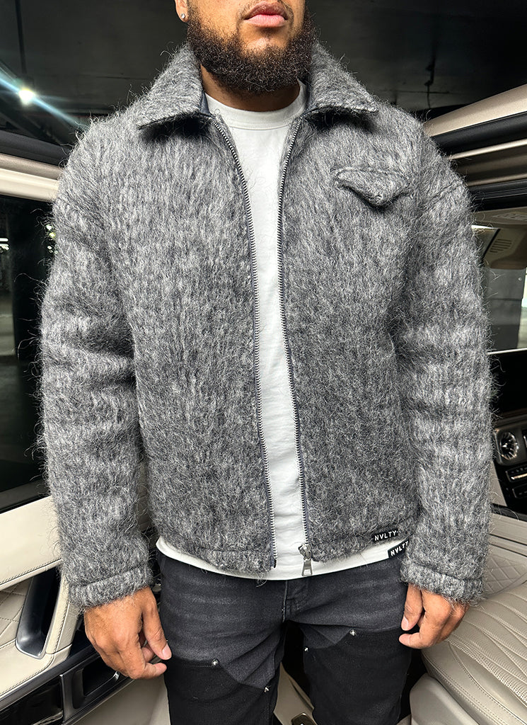 Mohair Zipper Jacket - Grey - Image 6