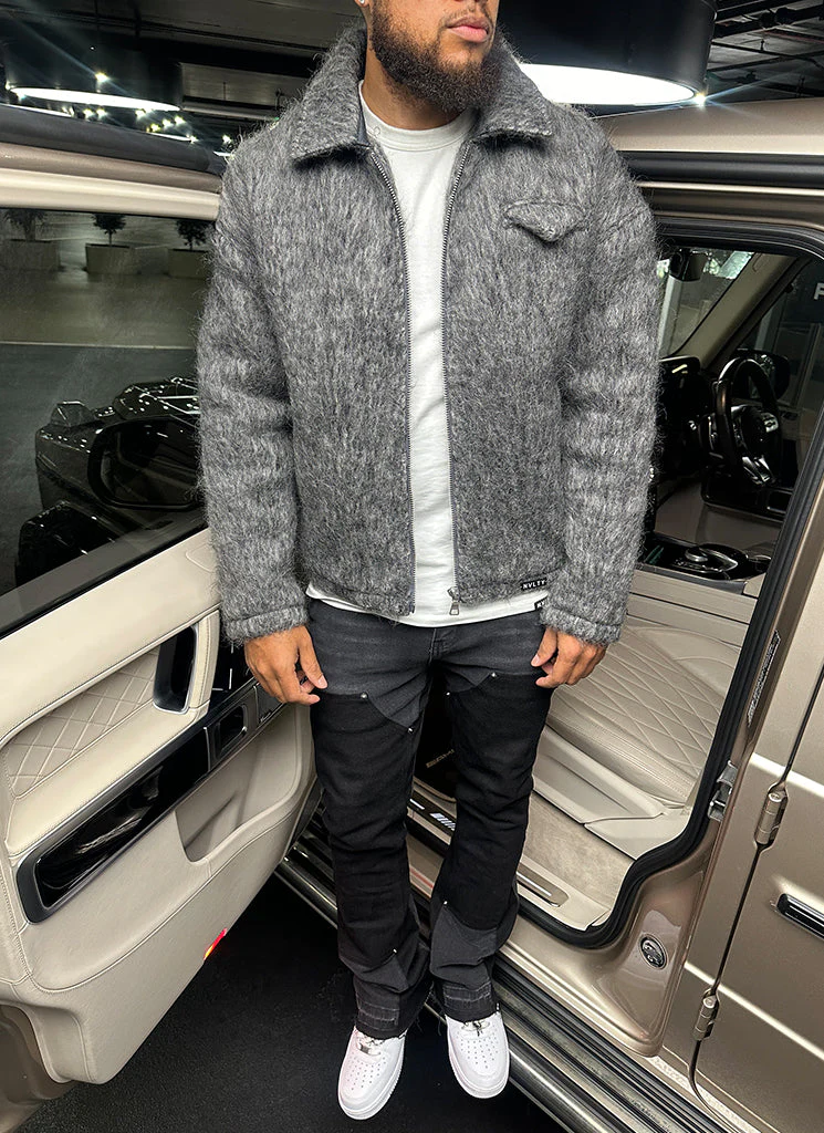 Mohair Zipper Jacket - Grey - Image 8