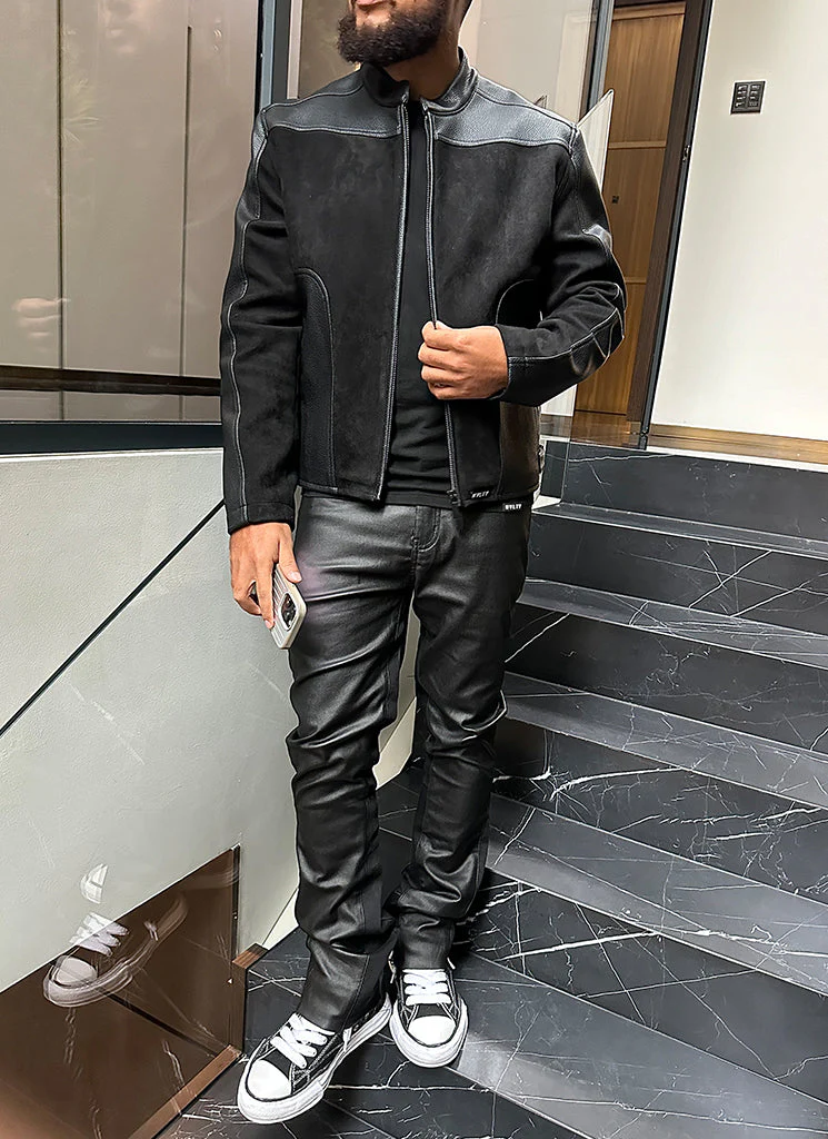 Moto Biker Jacket - Black - Image 6
