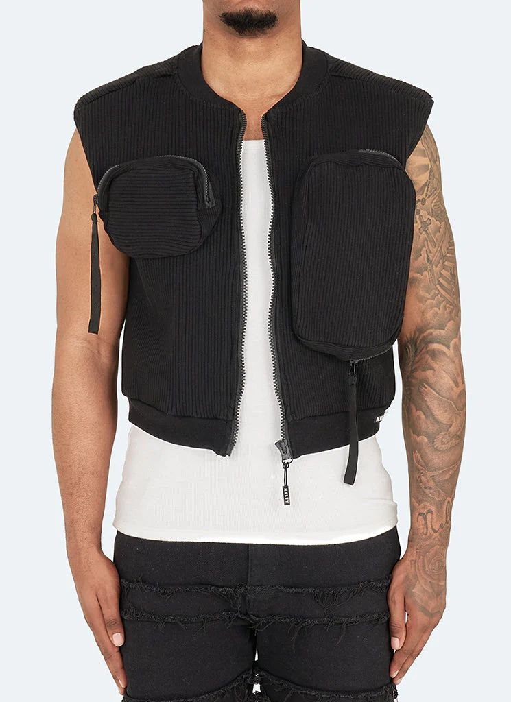 Multi Pocket Ribbed Harness - Black - Image 2