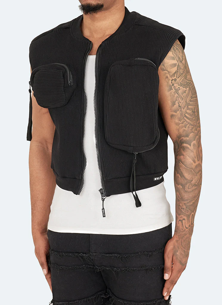 Multi Pocket Ribbed Harness - Black - Image 6