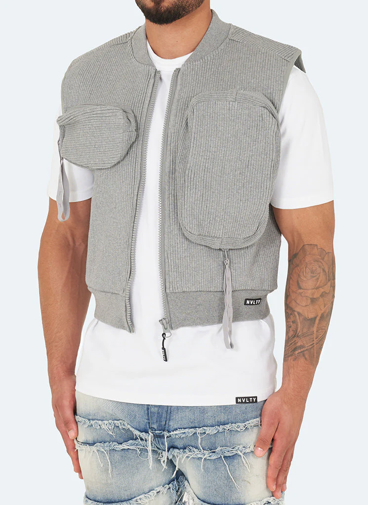 Multi Pocket Ribbed Harness - Grey - Image 2