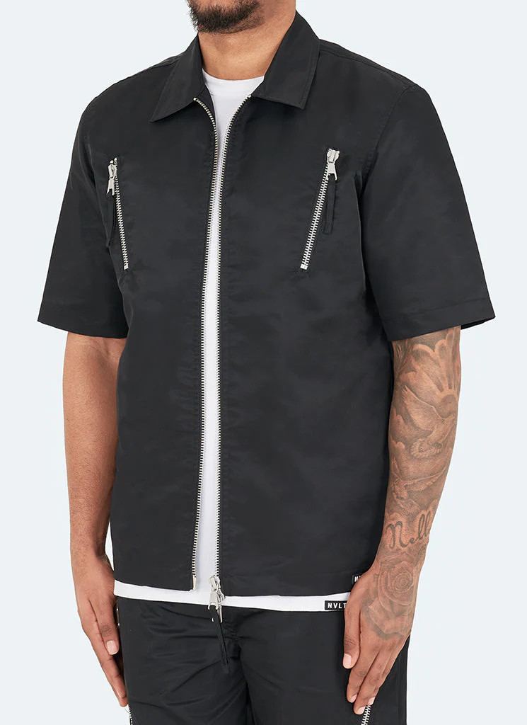 Nylon Zipper Shirt - Black - Image 2