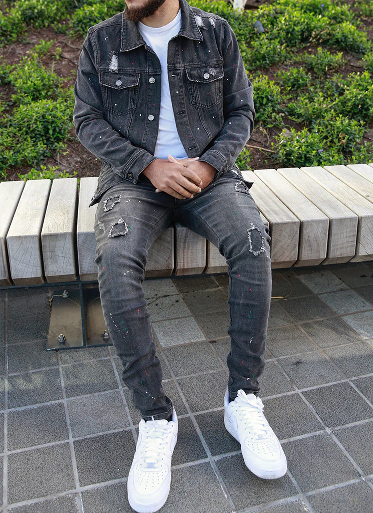 Paint Denim Jacket - Grey - Image 5