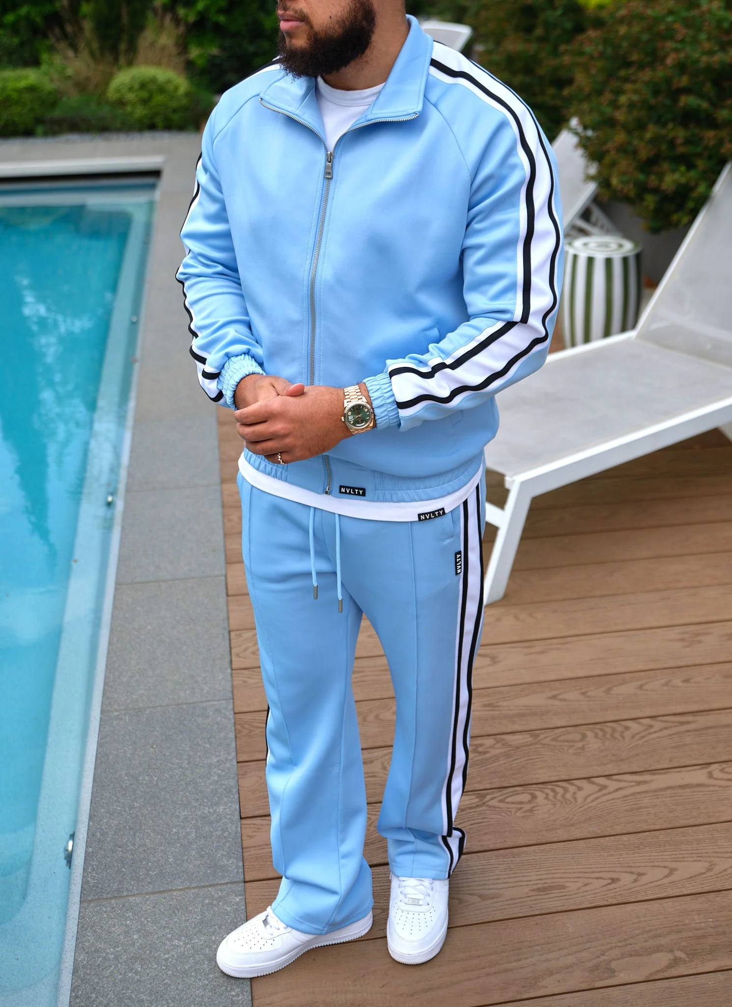 Panelled Luxe Track Jacket - Baby Blue - Image 5