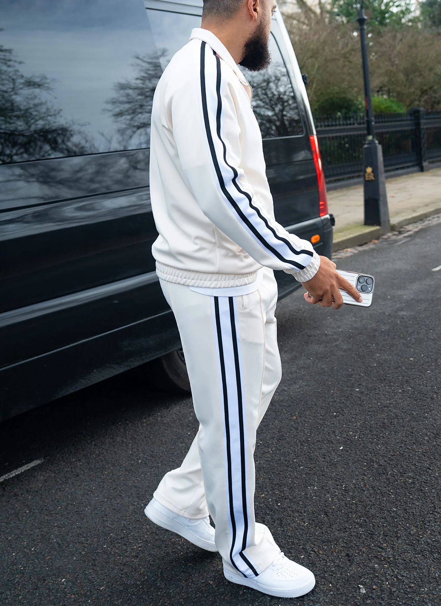 Panelled Luxe Track Jacket - Ivory - Image 14