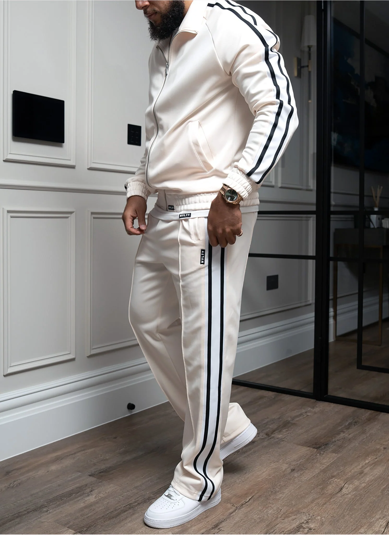 Panelled Luxe Track Jacket - Ivory - Image 16
